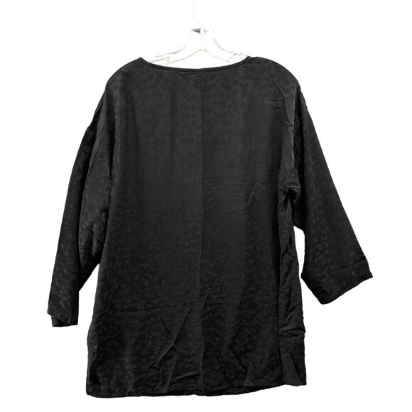 Eileen Fisher 100% Silk Top Womens S Oversized Relaxed Floral 3/4 Sleeve Tunic - Picture 2 of 9